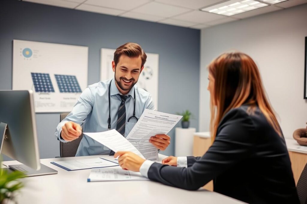 Beratungsgespräch zwischen PV-Anmeldung Dienstleister und Kunde