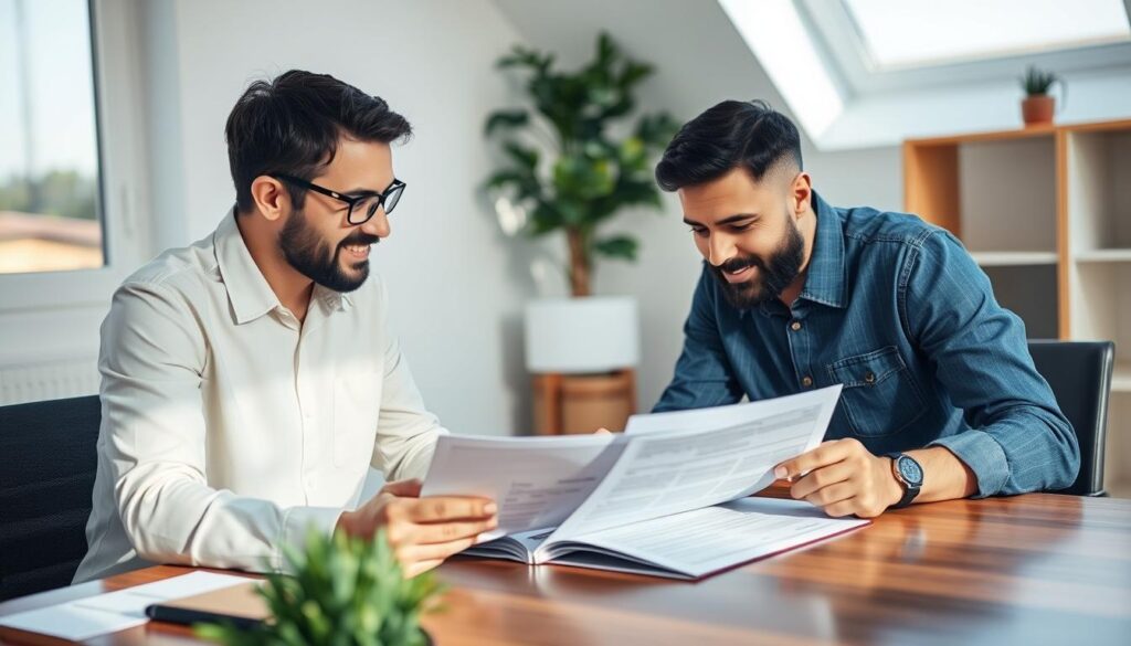 Experte berät Hausbesitzer zur korrekten Anmeldung einer Solaranlage