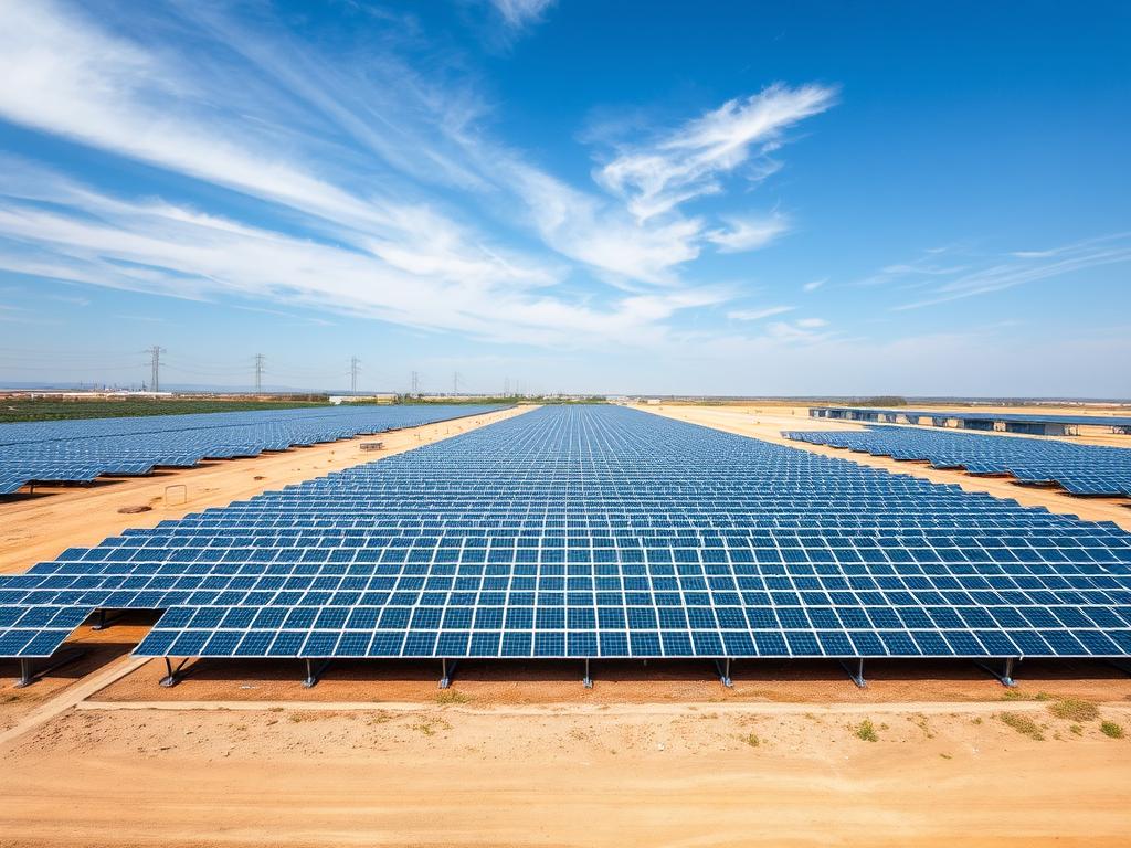 Großflächige Photovoltaik-Freiflächenanlage im Megawatt-Bereich