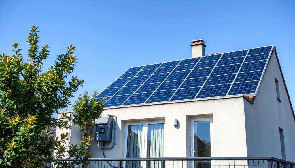 Balkonkraftwerk 800 W auf einem Balkon installiert mit Solarmodulen
