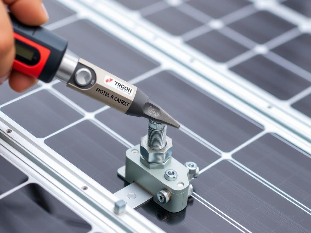 Drehmomentschlüssel bei der Montage einer PV-Unterkonstruktion