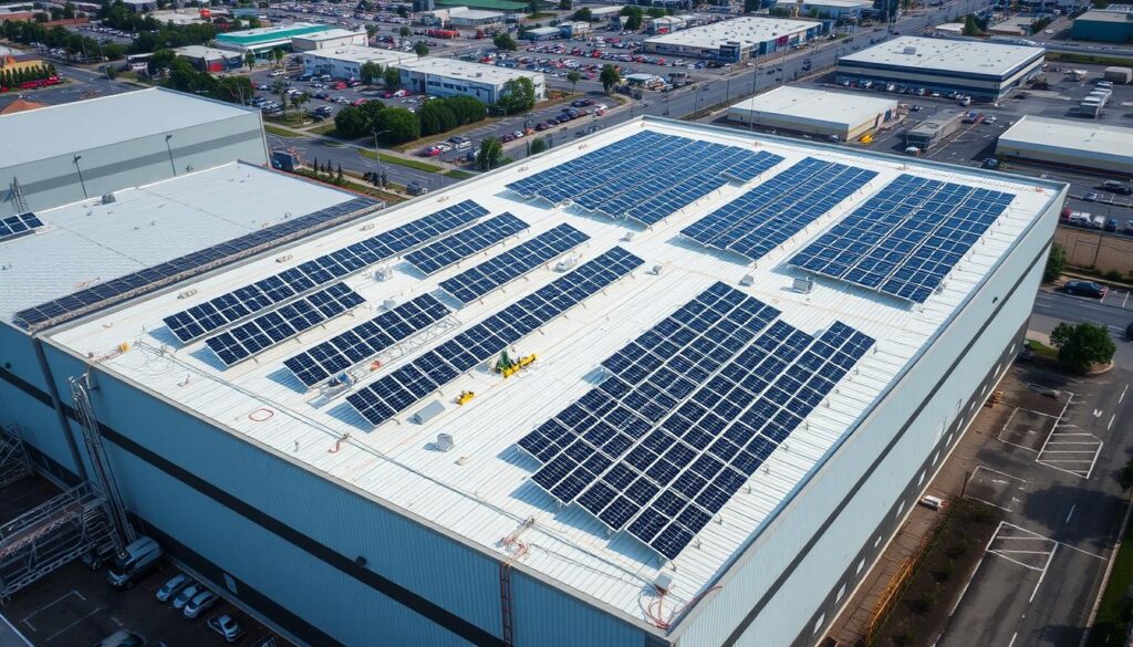 Erfolgreiche gewerbliche Photovoltaikanlage auf einem Unternehmensdach - Checkliste PV-Planung für Gewerbe