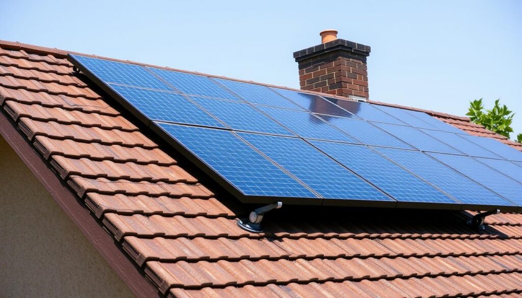 Fertig installierte PV-Anlage mit Unterkonstruktion auf einem Dach