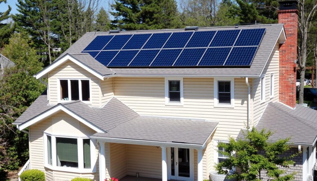 Fertig installierte Photovoltaik-Anlage auf einem Einfamilienhaus