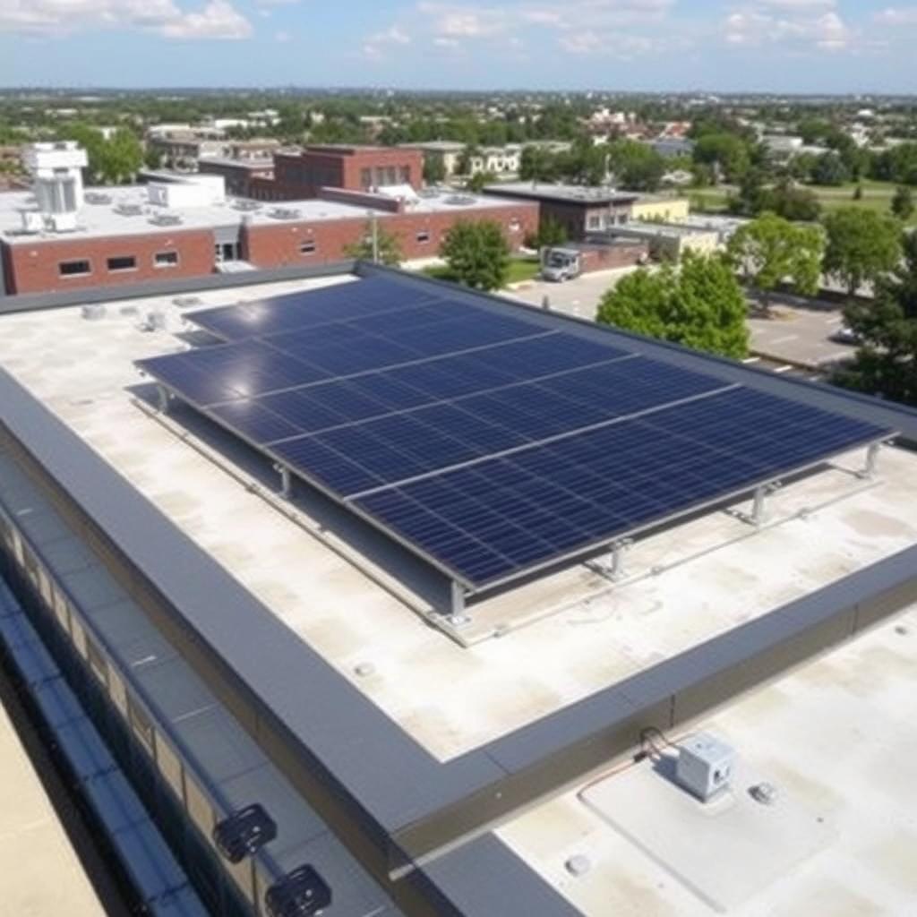 Gewerbliche PV-Anlage auf Flachdach mit Ost-West-Ausrichtung