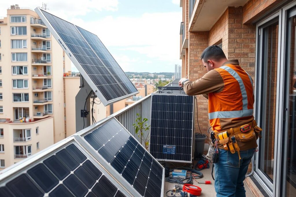 Installation eines Balkonkraftwerks mit technischen Komponenten