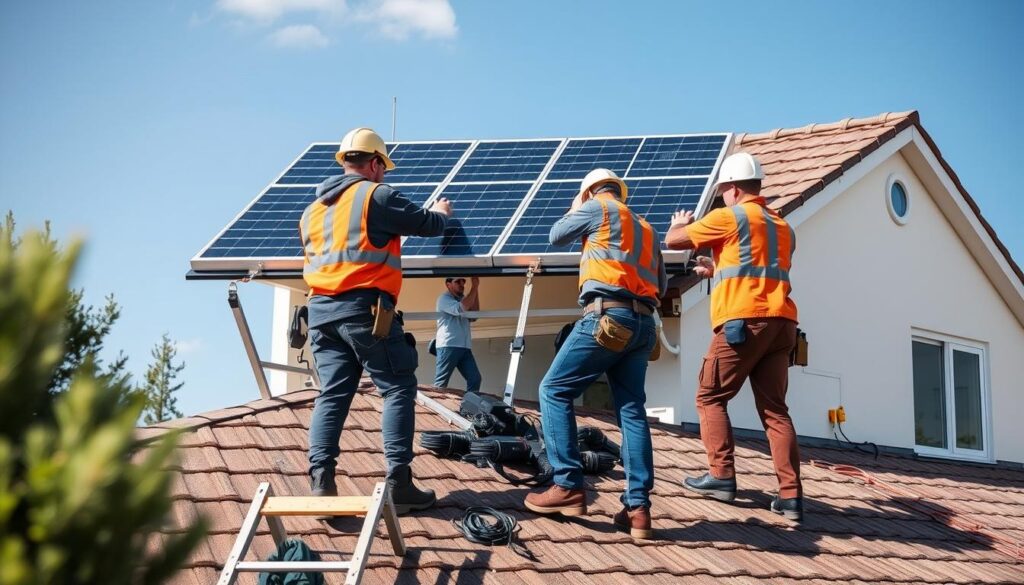 Installation eines Komplett-Sets für PV-Unterkonstruktion auf einem Einfamilienhaus