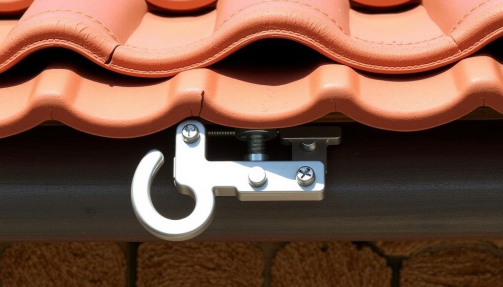 Montage eines Dachhakens auf einem Ziegeldach für eine Unterkonstruktion