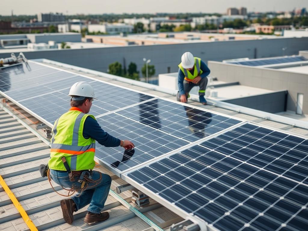 Montage von leichtgewichtigen PV-Modulen auf einem Flachdach