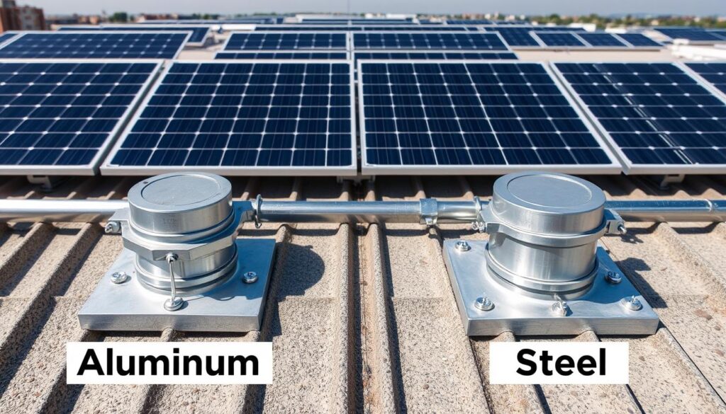 PV-Unterkonstruktion Alu Stahl Vergleich auf einem Solardach