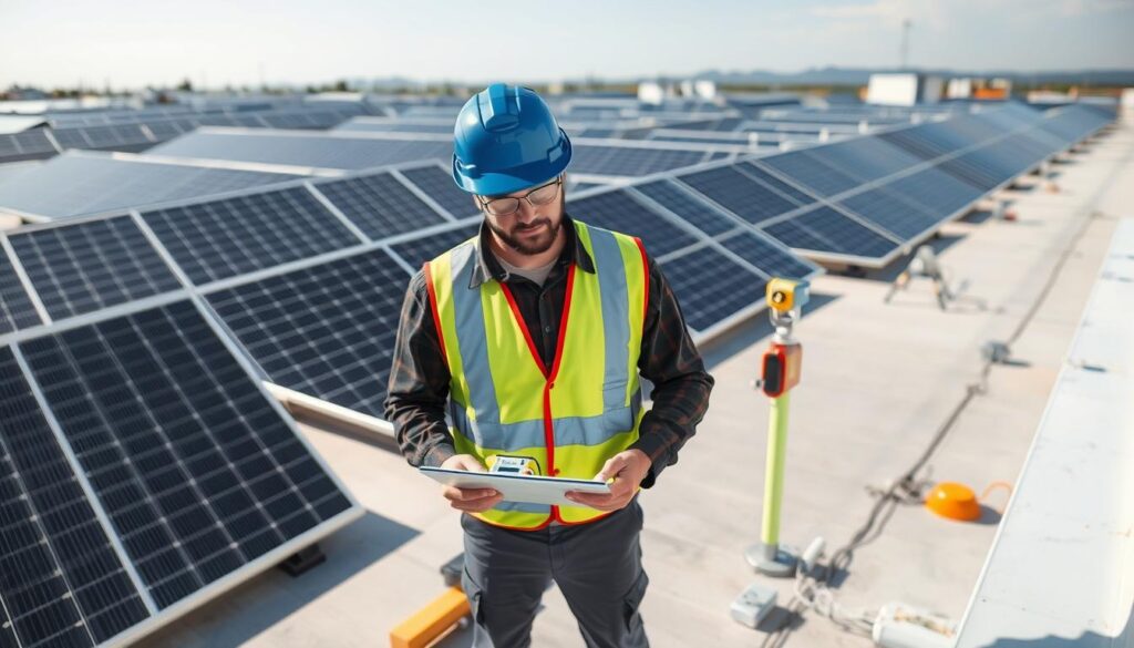 Qualitätskontrolle einer installierten Photovoltaikanlage durch einen Experten