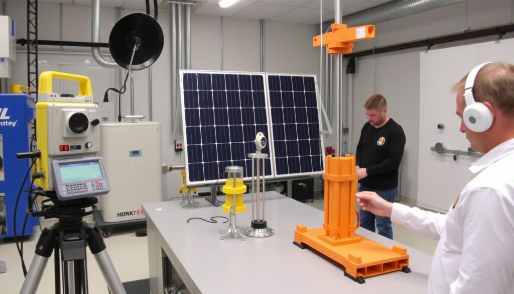 Technische Prüfung einer PV-Unterkonstruktion auf Windlast und Schallschutz